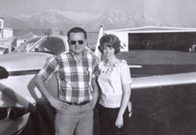 David and Loretta Jensen on the day he receives private pilot's license