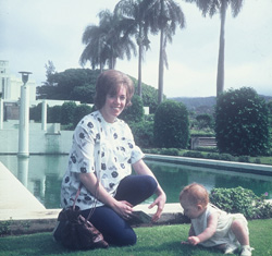 Loretta and baby daughter at LDS Temple in Hawaii