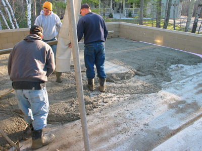 The concrete topping on the roof deck