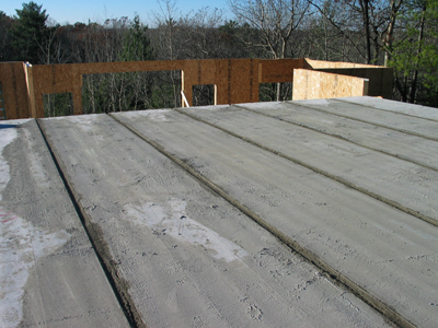Roof deck planks in place