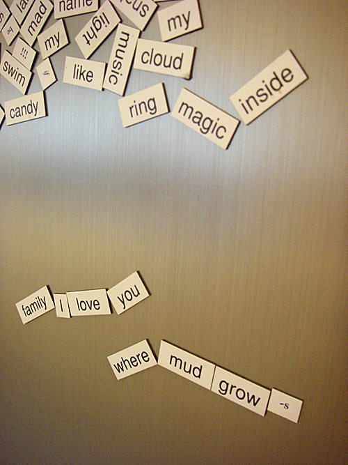 magnetic poetry on our fridge