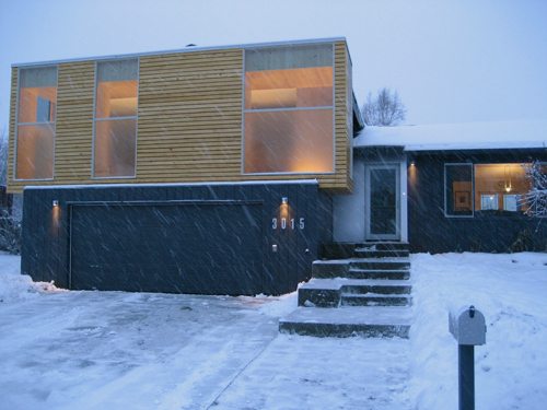 The finished house with lighted addition