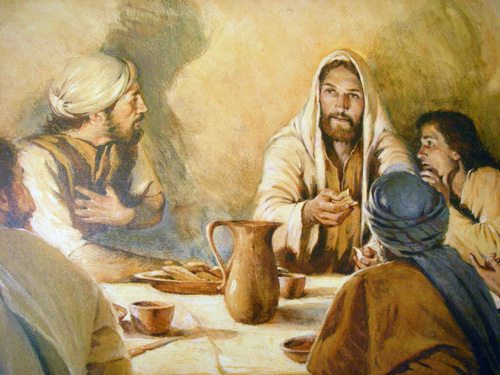A section of the giclee print of "In Rememberance of Me" by Walter Rane The giclee print in our dining room "In Rememberance of Me" by Walter Rane