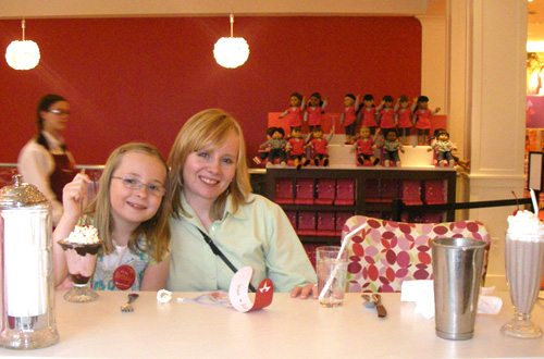 My daughter and me at the American Girl store